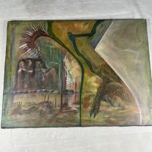 Original Abstract Surreal‎ Painting on Canvas Titled Cellular Progression Art